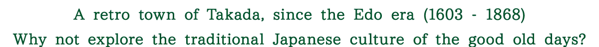 江戸時代から続くレトロなまち「高田」古き良き日本の文化を巡りませんか？