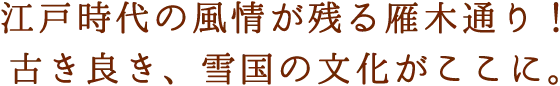 江戸時代の風情が残る雁木通り！古き良き、雪国の文化がここに。