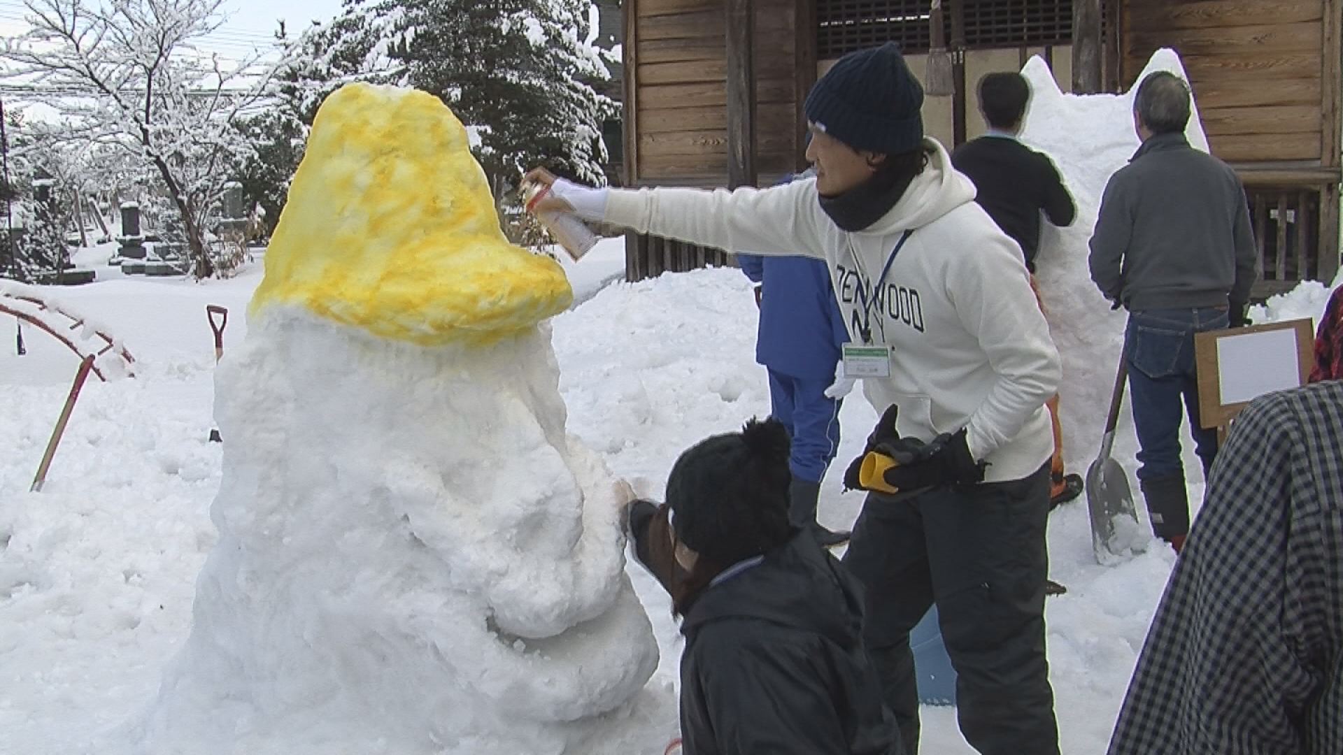2年ぶりに雪像づくり！ 三和区井ノ口町内会