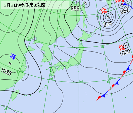 上空寒気のピークは8日と10日の朝