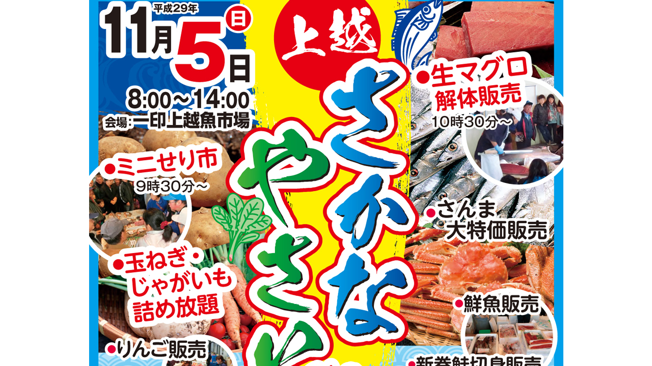 マグロ解体実演にせり体験！上越さかな・やさい祭り　11月5日（日）