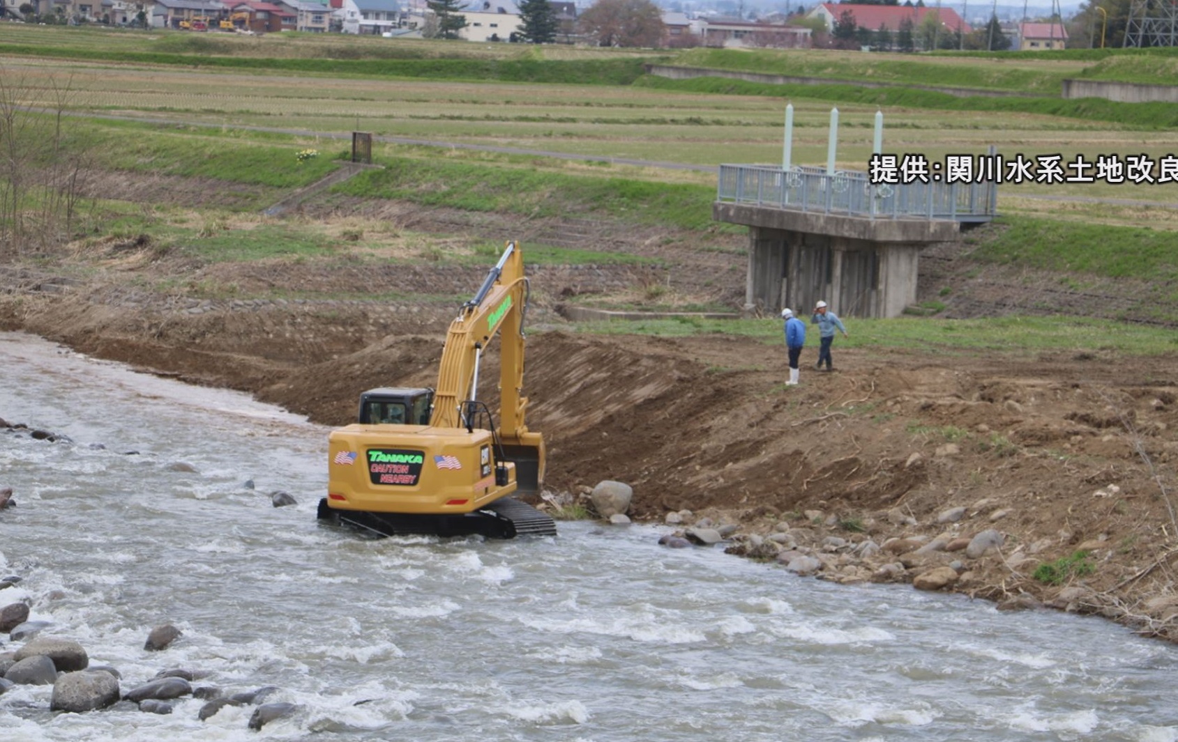 代かき水確保　地滑り影響の上江・中江用水路