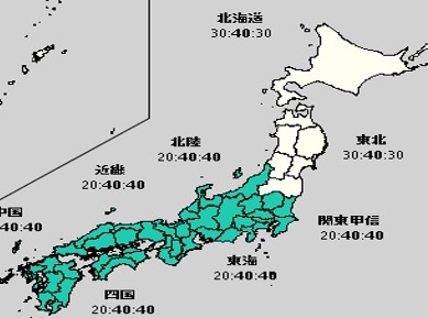 降水量1か月予報  梅雨入り早まりそう……