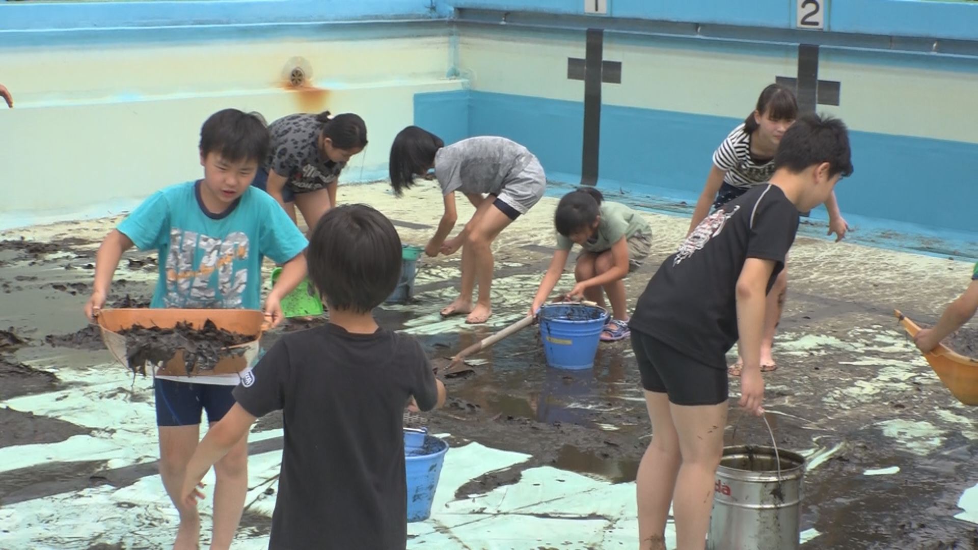 夏本番へＧｏ！富岡小でプール清掃