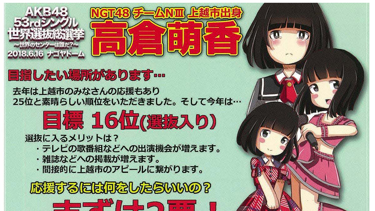 世界選抜総選挙 NGT48高倉さんを応援！投票は15日まで