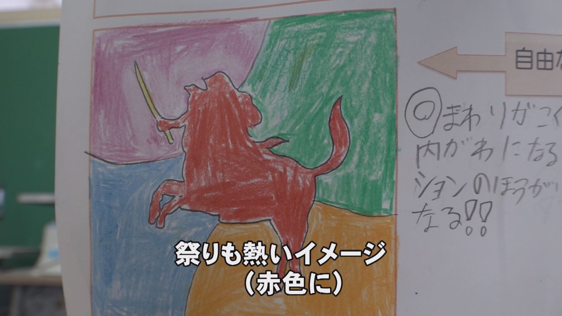 春日中生徒が謙信公祭オリジナルうちわ制作中！