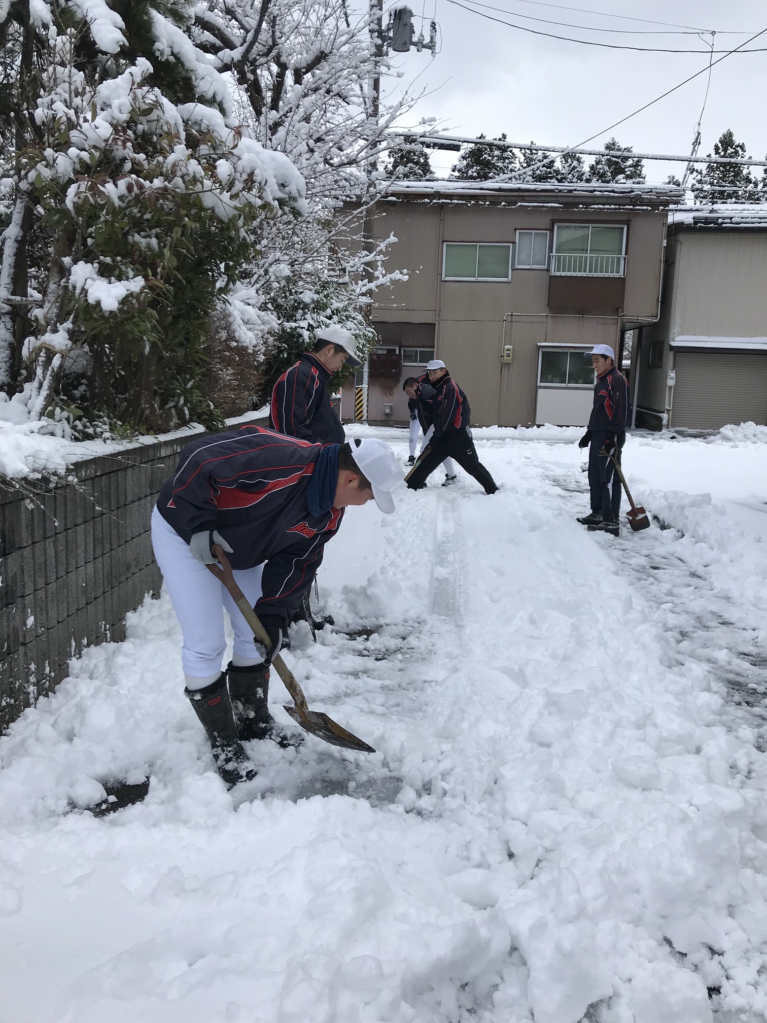 平野部も雪 各所で除雪作業