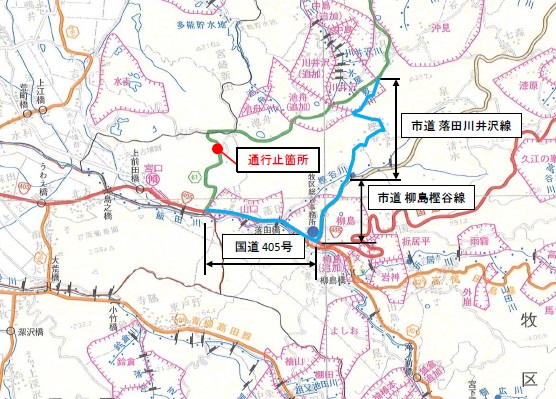 地すべり発生 柿崎牧線 全面通行止め