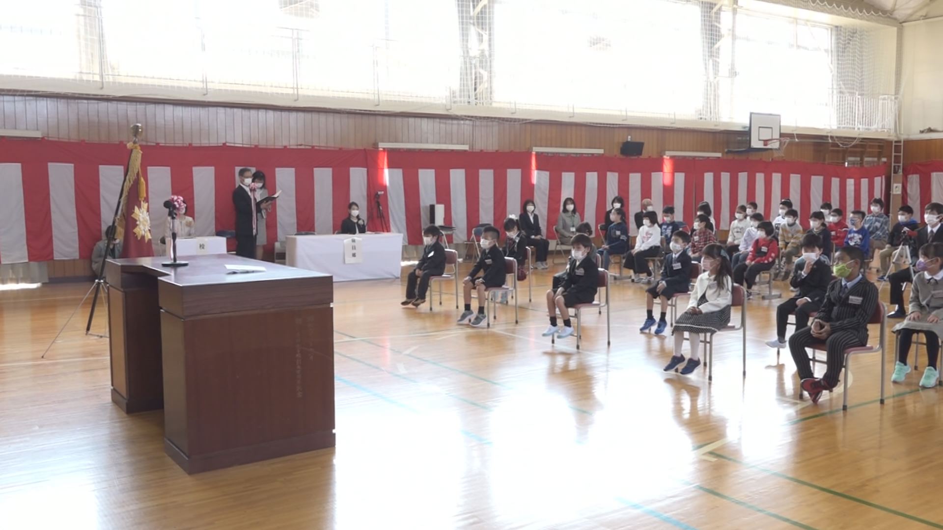 統合前の最後の入学式 板倉区針小学校