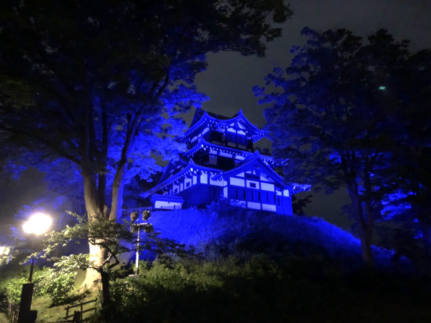 高田城三重櫓 今夜からブルーライトアップ！