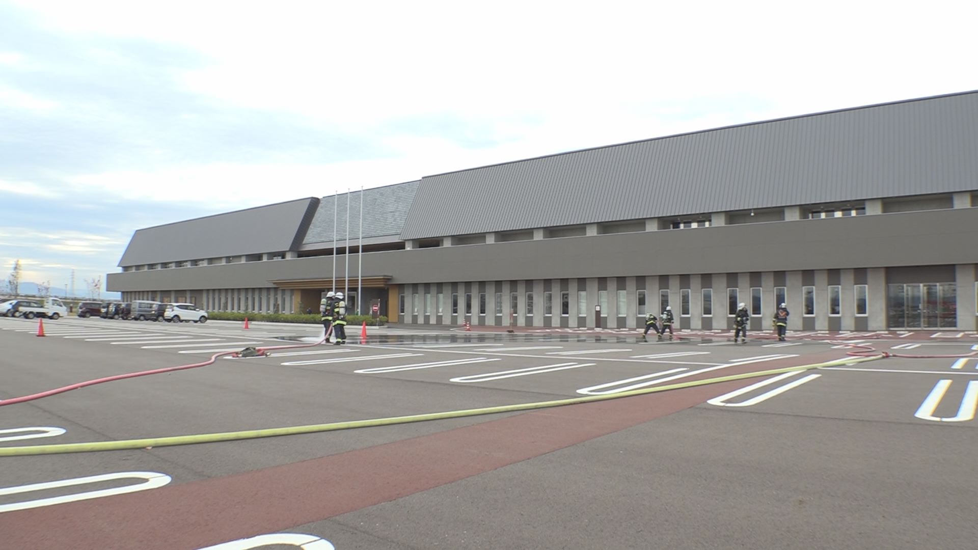 謙信公武道館で開館後初の消防訓練