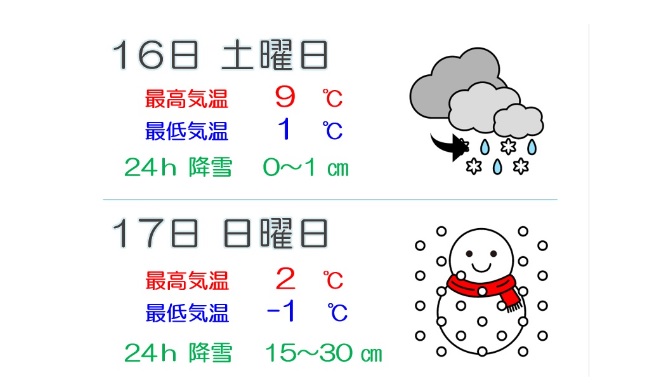 17日（日）は再び雪の予報  交通状況悪化のおそれも