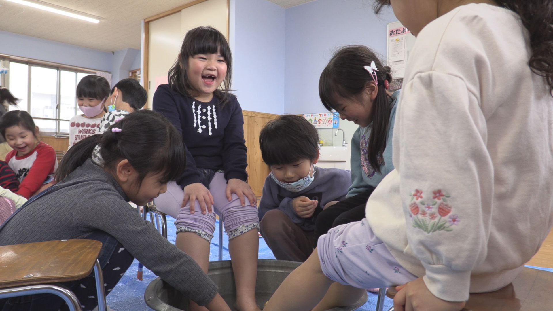 卒園イベント 足湯でもてなし！紅葉幼稚園