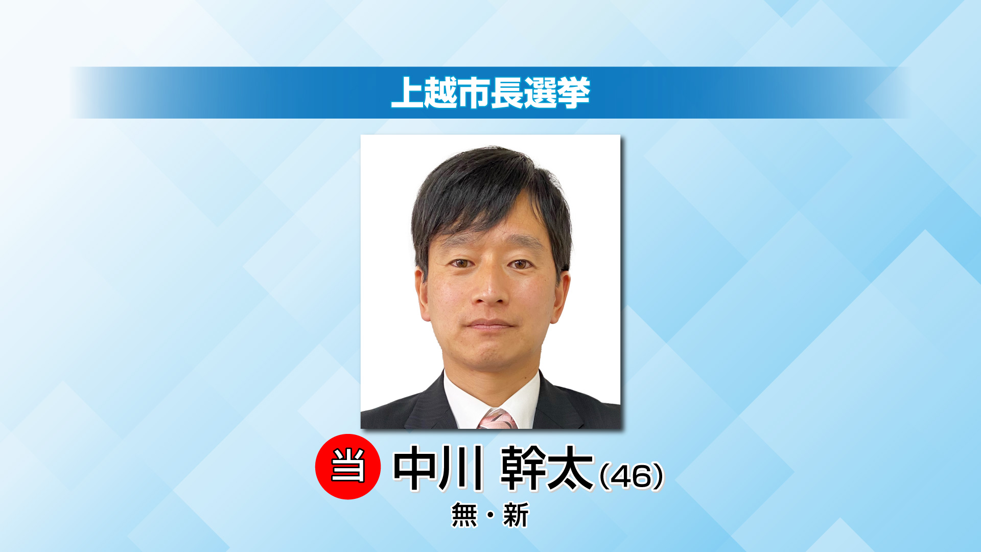 上越市長選挙 中川幹太氏が初当選