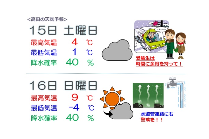 16日（日）は気温低下に注意 最低気温－4度の予想