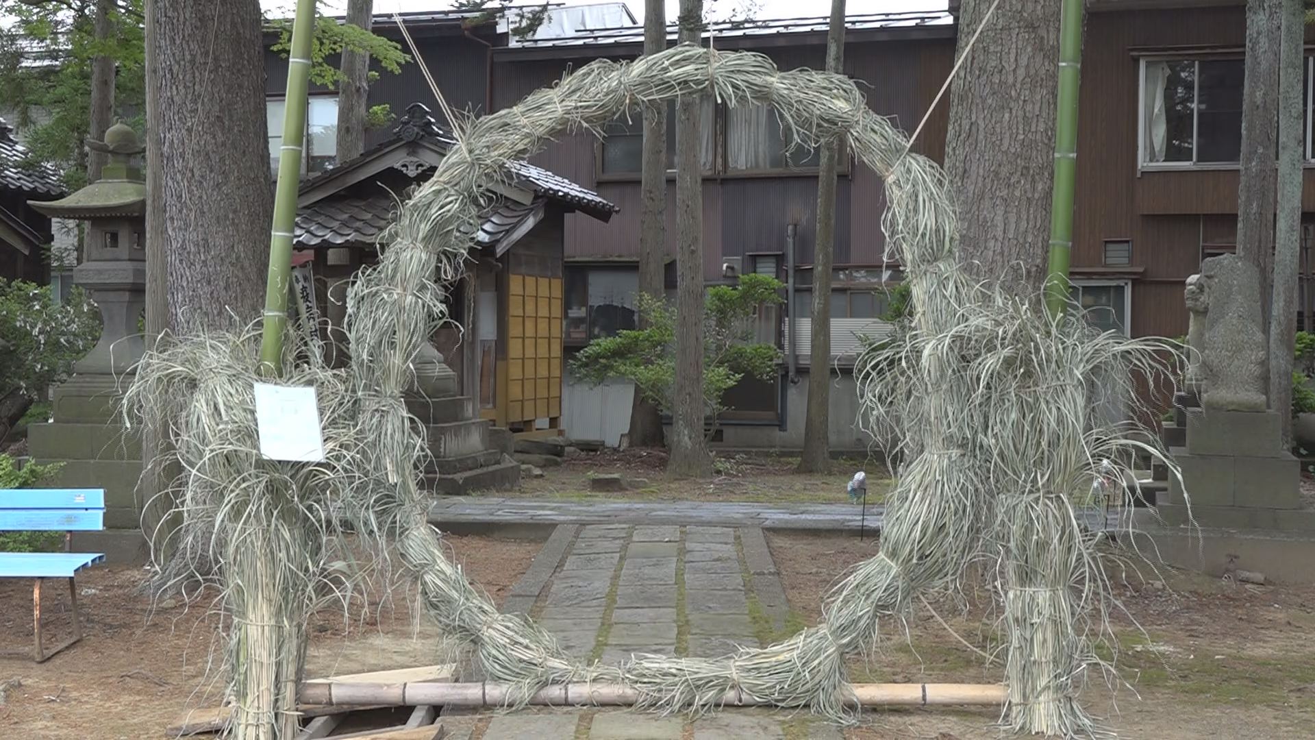 上越市本町1 春日神社に「茅の輪」を初設置
