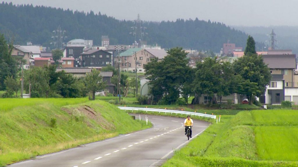 田園風景を走る
