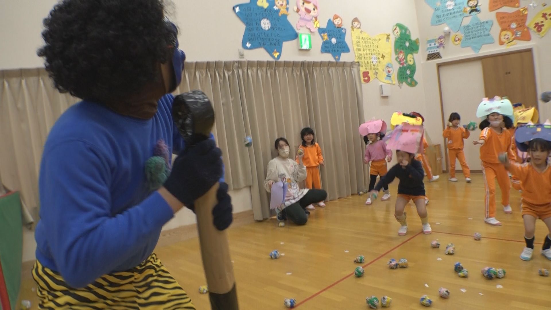 「泣き虫鬼」をやっつけろ！下門前保育園で豆まき