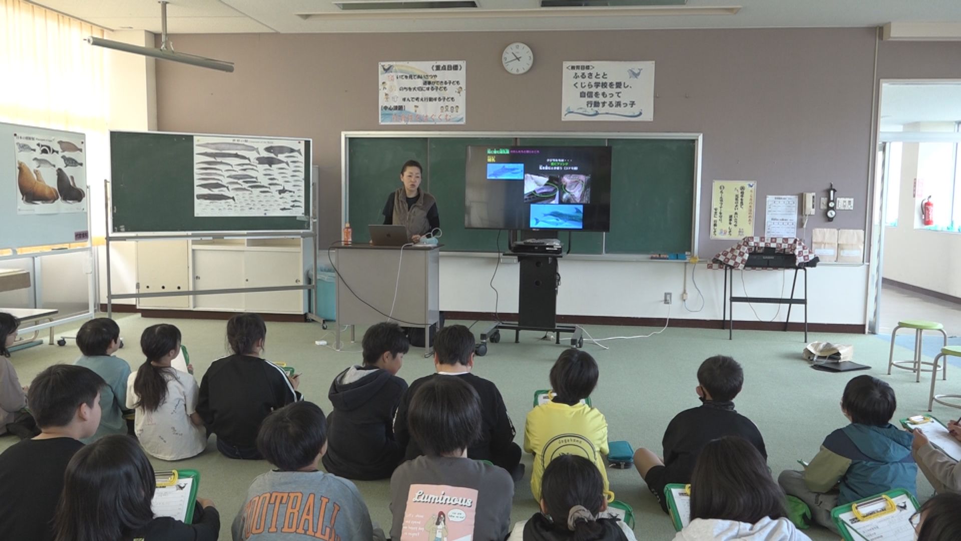 上下浜小 クジラの生態学ぶ特別授業