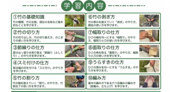 竹細工 六日間集中講座in上越市 さんわwellで9月19日から開催